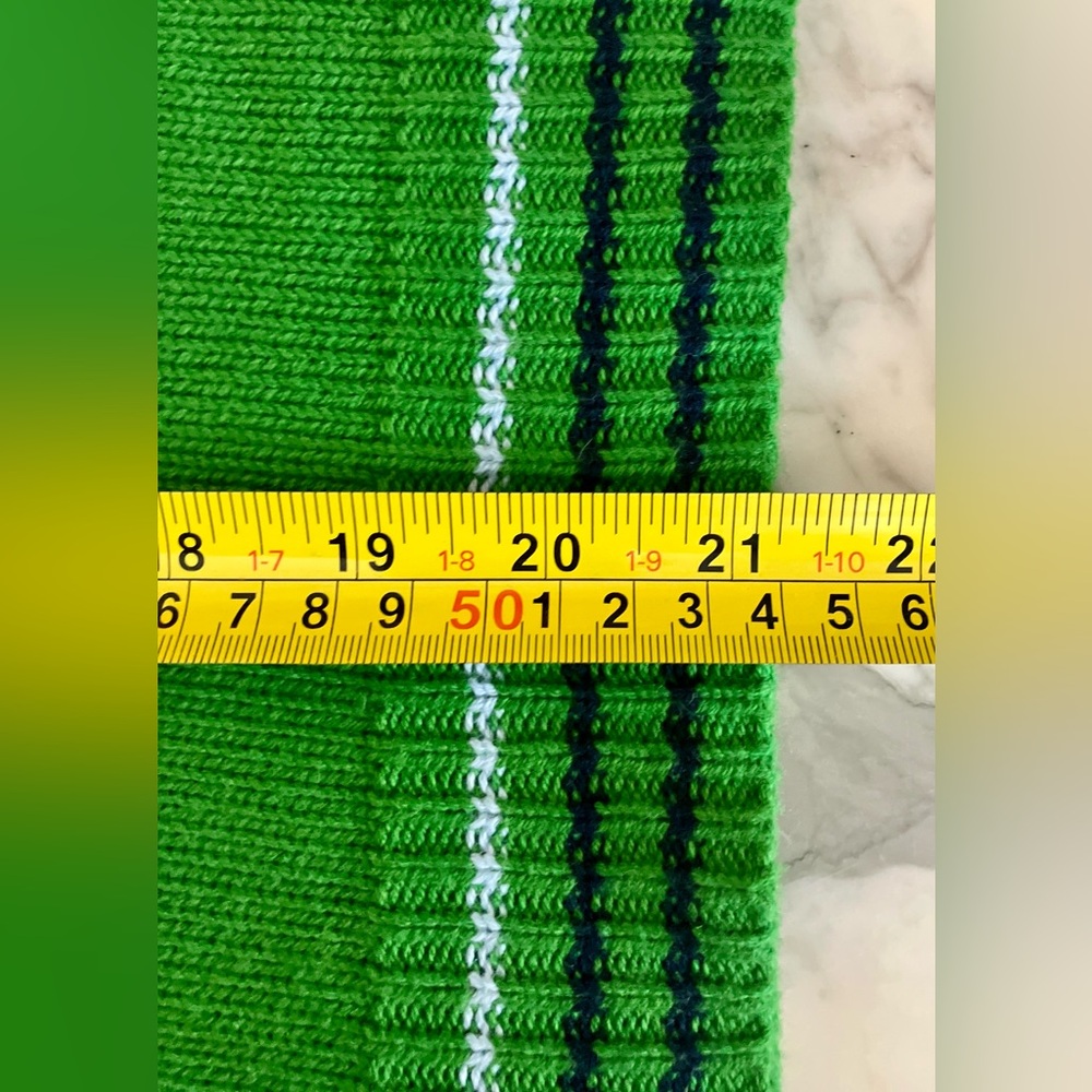 EUC Shopbop BOP BASICS Cotton Chevron Vintage Varsity Sweater Size M Blue/Green - Picture 8 of 12